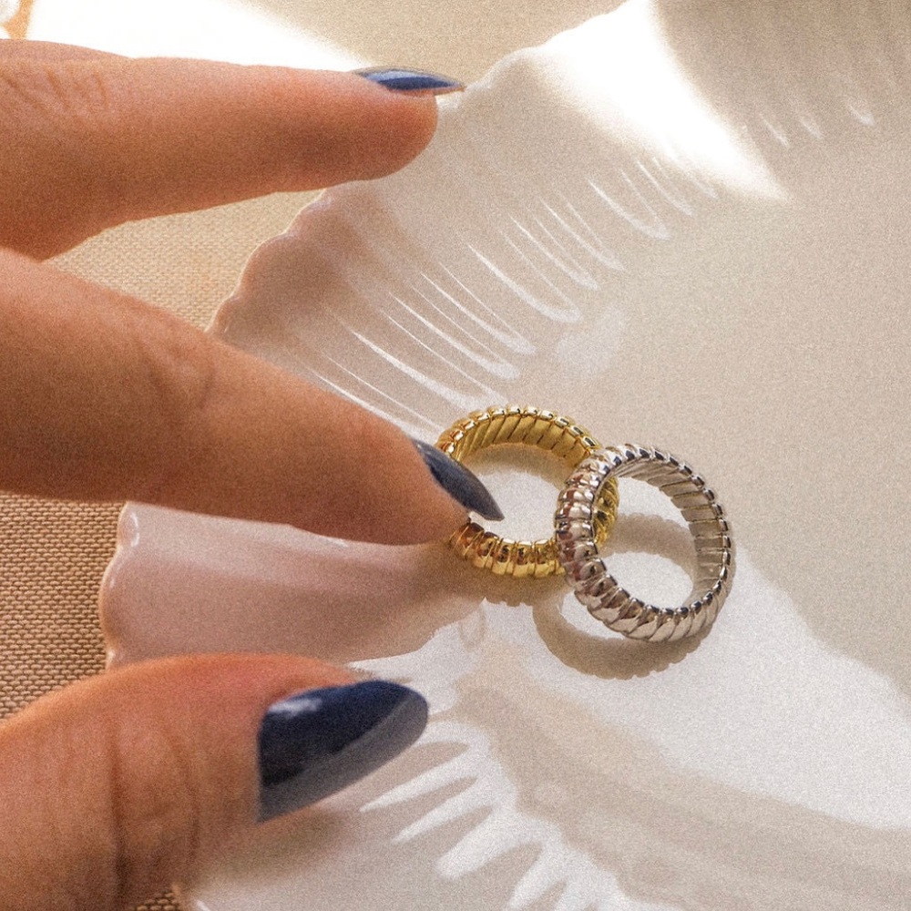Luv Aj SNAKE CHAIN RING- SILVER
